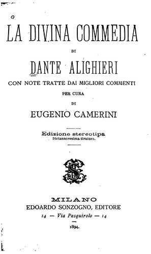 Dante Alighieri: La Divina commedia (1894, E. Sonzogno)